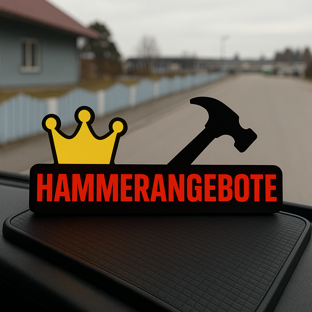 Lightbox sign with crown and hammer — Hot deals category